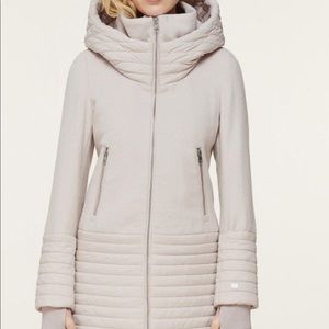 SOIA & KYO  MIXED-MEDIA COAT Ivory color